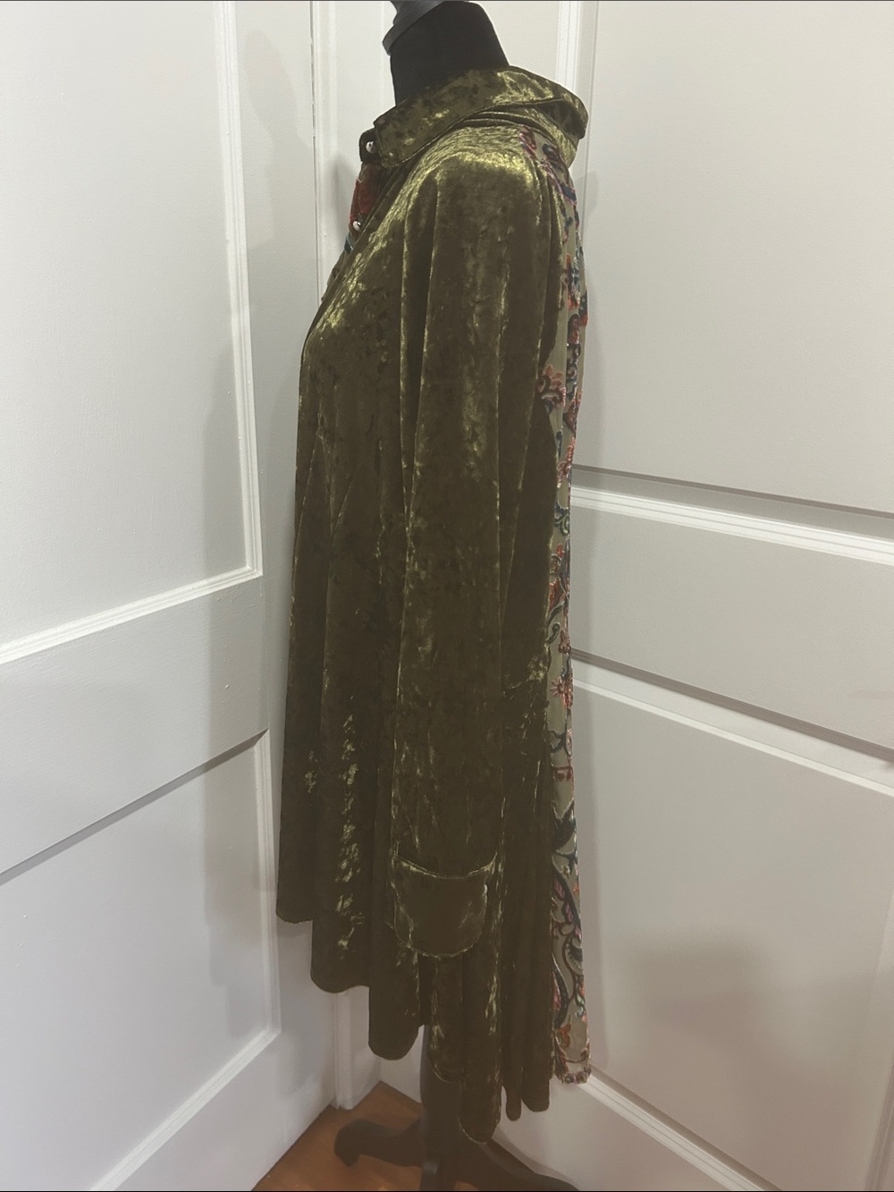 Crushed Velvet Tunic medium green  paisley Burnout sheer Whimsigoth Boho A Line - Picture 15 of 15